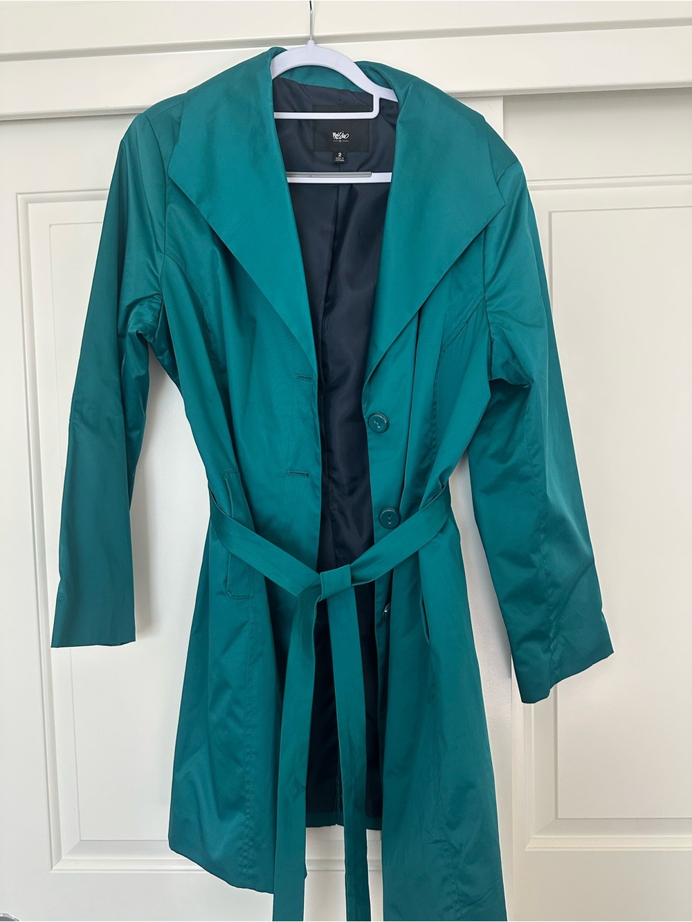 Vintage/Y2K MNG by Mango teal belted trench coat